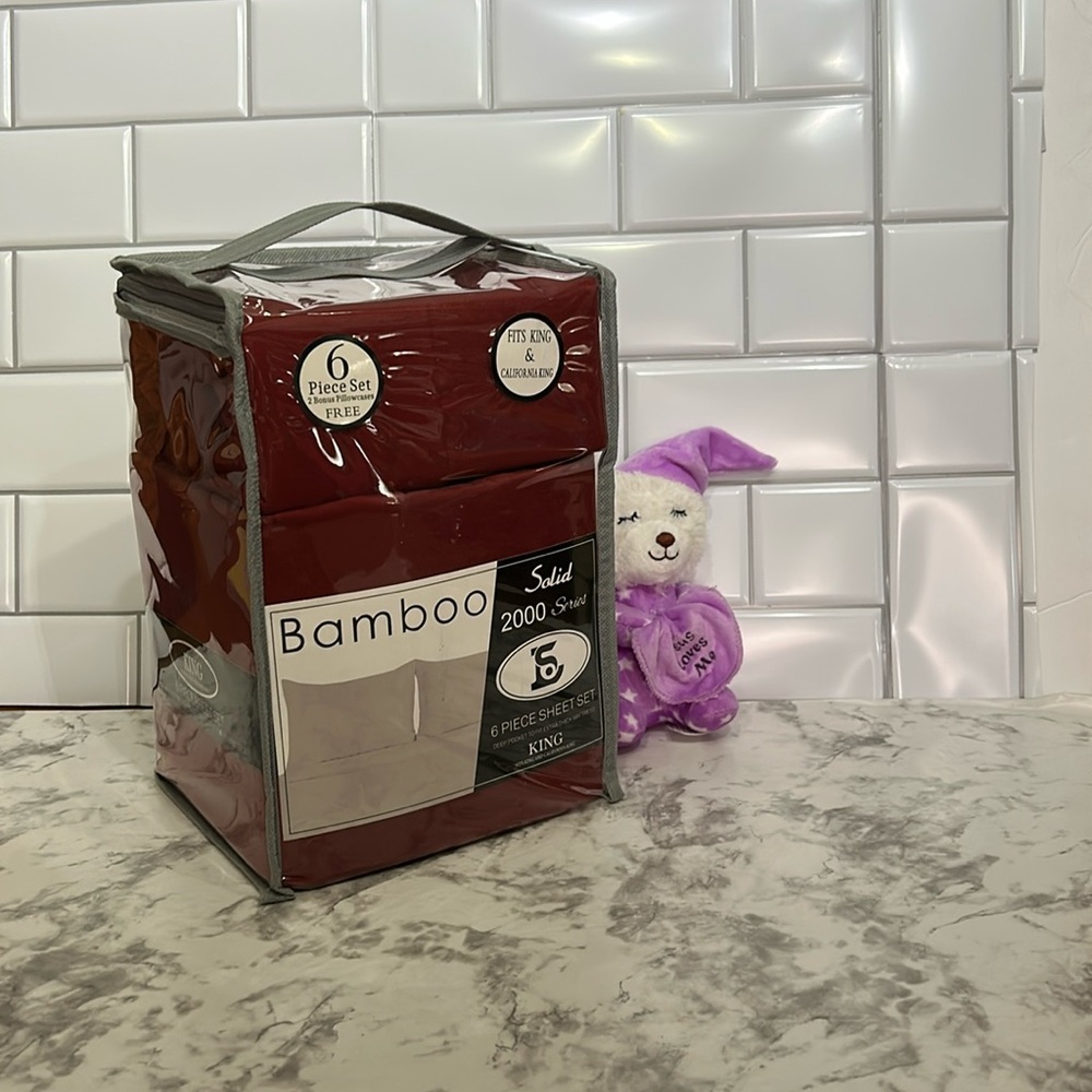 Burgundy King size 6 piece sheet set! Comfortable and soft just waiting on you!